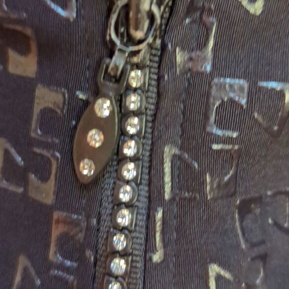 Hailee front zipper flare leg black geometric print L - Picture 4 of 8